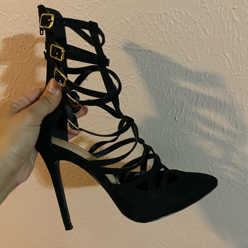 Black strapping heel